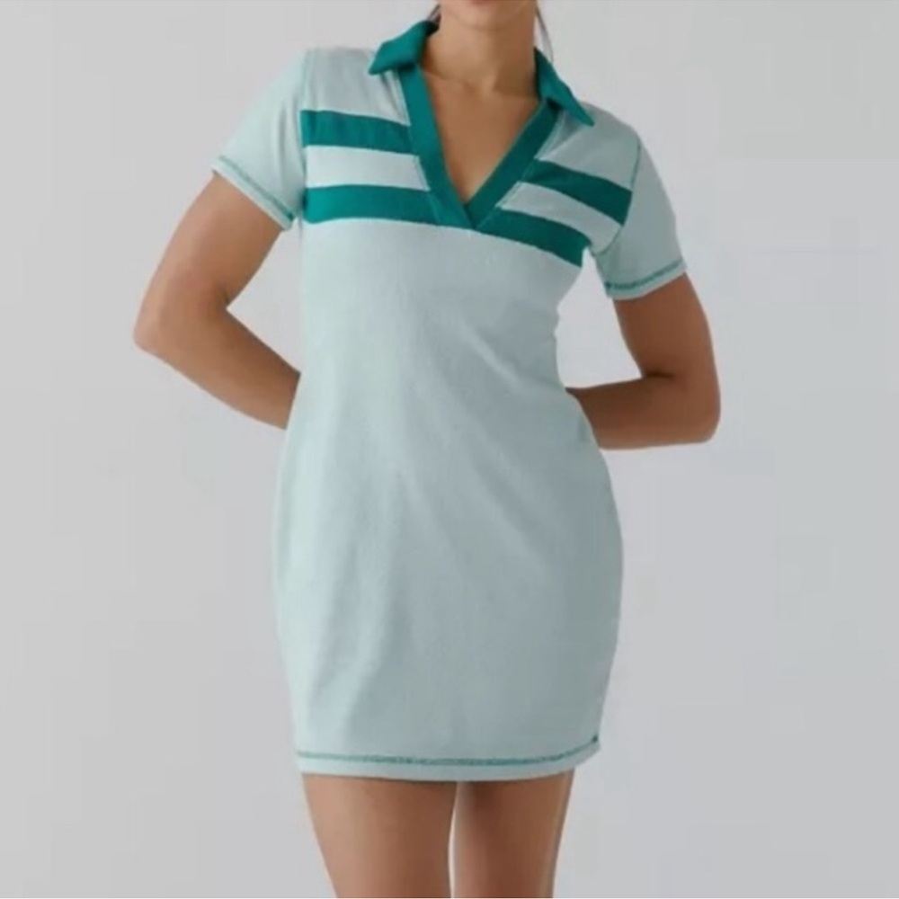 UO Stripe Terry Polo Dress